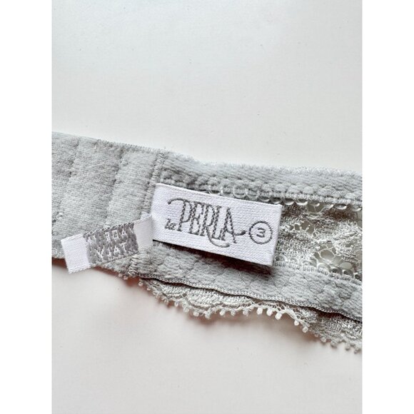 Vintage LA PERLA Silver Sage Green Stretch Lace Demi Balconette Bra, Size 3 - Picture 11 of 16